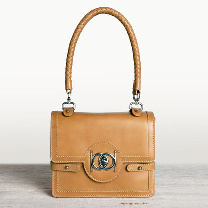Bella -  Horse Bit Talisman Crossbody Luxury Leather Handbag in Caramel