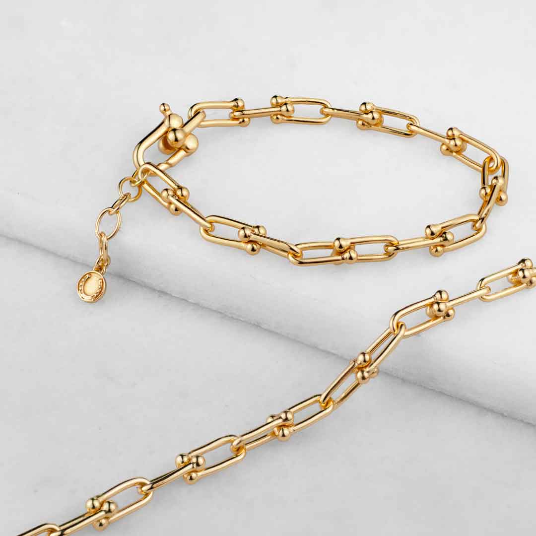 Bellamy - Horseshoe Link Equestrian Necklace in Gold