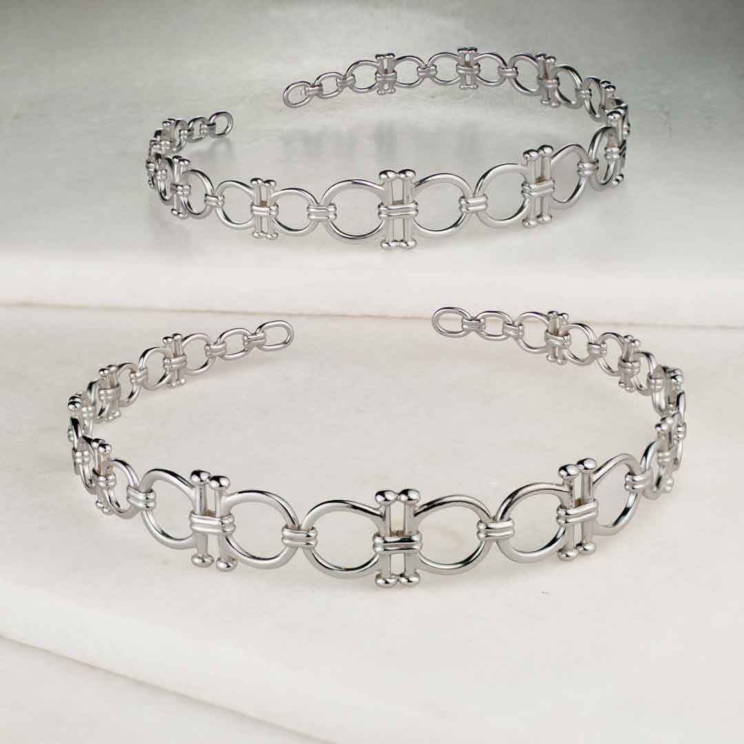 Bocara - Equestrian Horse Bit Choker Necklace in Silver
