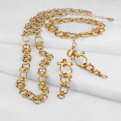 Bocara - Horse Bit Chain Link Equestrian Necklace in Gold