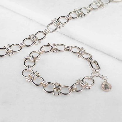 Bocara - Horse Bit Chain Link Equestrian Necklace in Silver