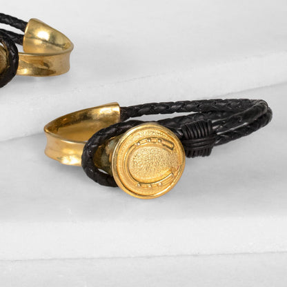 Bosal - Leather laced Horseshoe Bracelet in Black and Gold