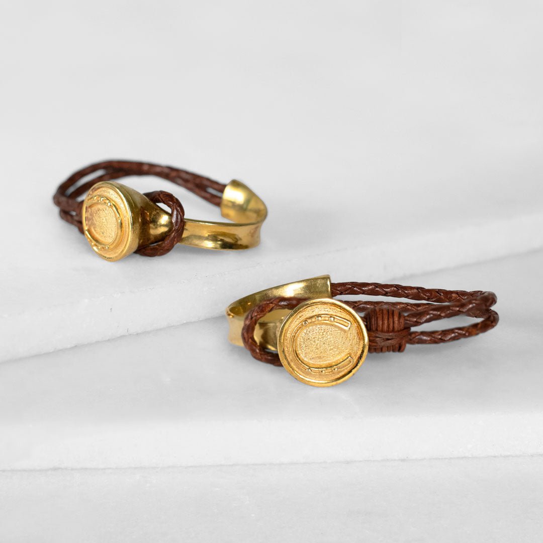 Bosal - Leather laced Horseshoe Bracelet in Brown and Gold