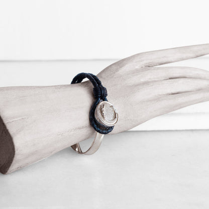 Bosal - Leather laced Horseshoe Bracelet in Black and Silver