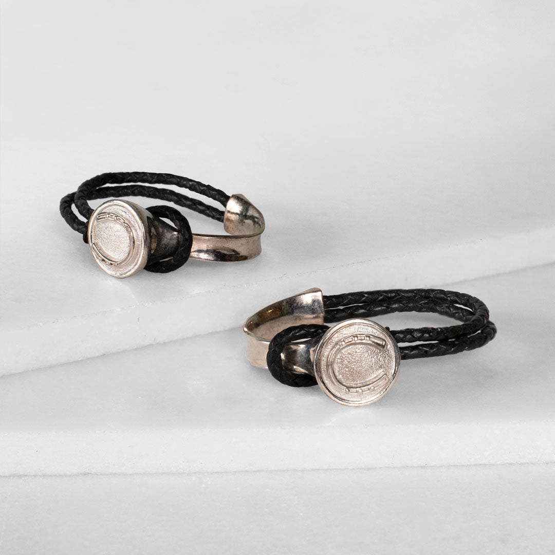 Bosal - Leather laced Horseshoe Bracelet in Black and Silver