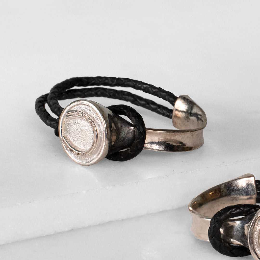 Bosal - Leather laced Horseshoe Bracelet in Black and Silver