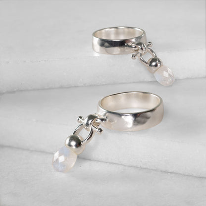 Brio - Moonstone Horse Bit Equestrian Ring in Silver