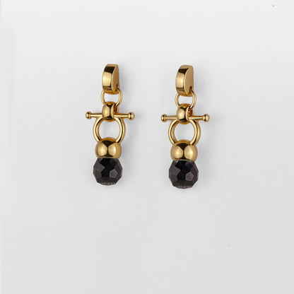 Brioette - Black Onyx Horse Bit Earring Equestrian in Gold