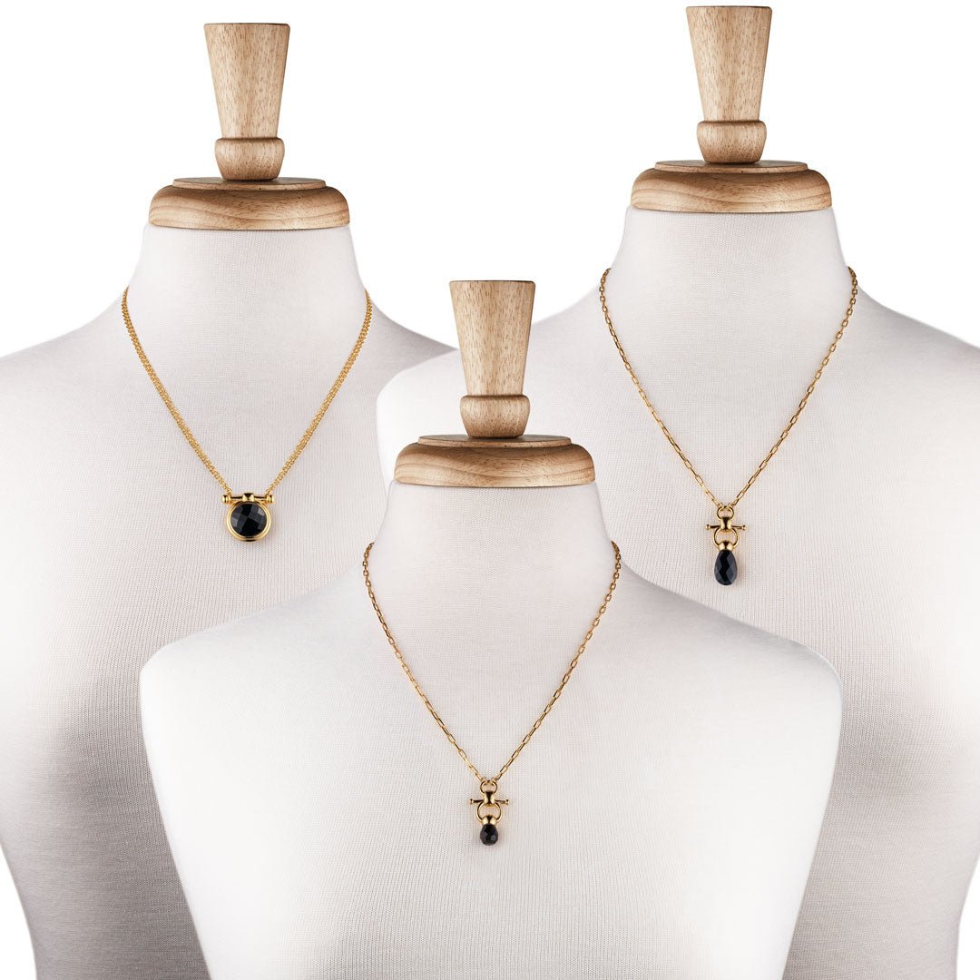 Brioette - Black Onyx Horse Bit Earring Equestrian in Gold