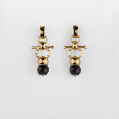Brioletrte - Black Onyx Equestrian Horse Bit Necklace in Gold