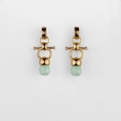 Briolette - Aqua Chalcedony Equestrian Horse Bit Necklace in Gold