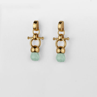 Briolette - Aqua Chalcedony Equestrian Horse Bit Necklace in Gold