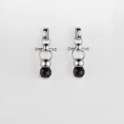 Briolette - Black Onyx Equestrian Horse Bit Necklace in Silver