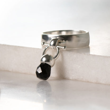 Briolette - Black Onyx Equestrian Horse Bit Necklace in Silver