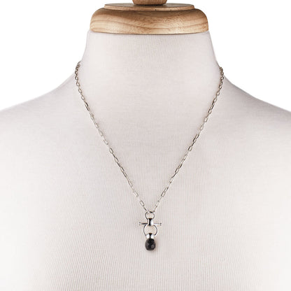 Briolette - Black Onyx Equestrian Horse Bit Necklace in Silver