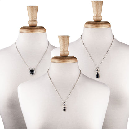 Briolette - Black Onyx Equestrian Horse Bit Necklace in Silver