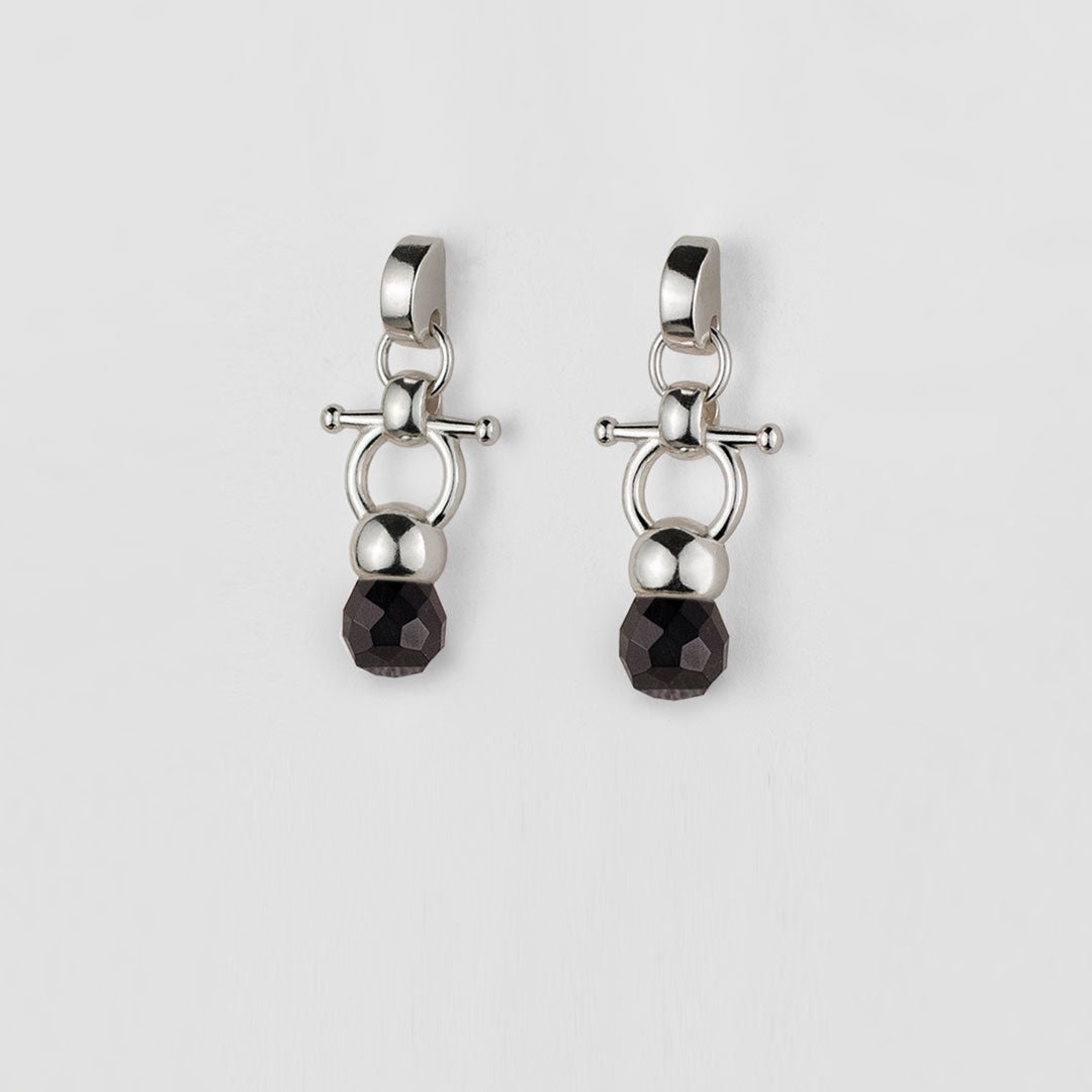 Briolette - Black Onyx Equestrian Horse Bit Necklace in Silver