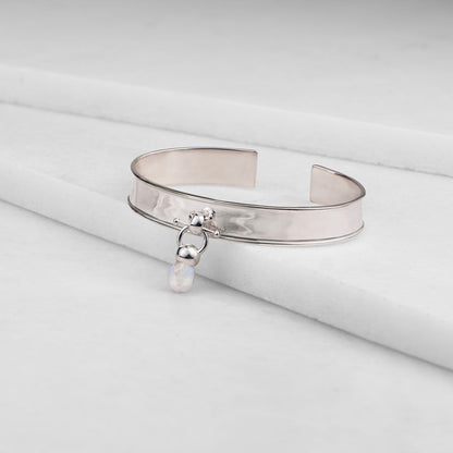 Briolette - Moonstone Horse Bit Cuff Bracelet in Silver