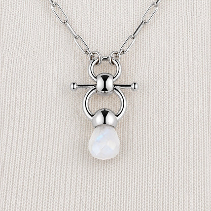 Briolette - Moonstone Equestrian Horse Bit Necklace in Silver