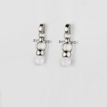 Briolette - Moonstone Horse Bit Equestrian Earring in Silver