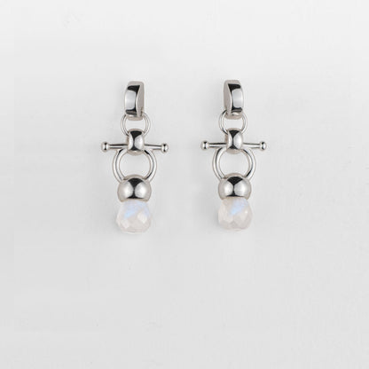 Briolette - Moonstone Horse Bit Equestrian Earring in Silver