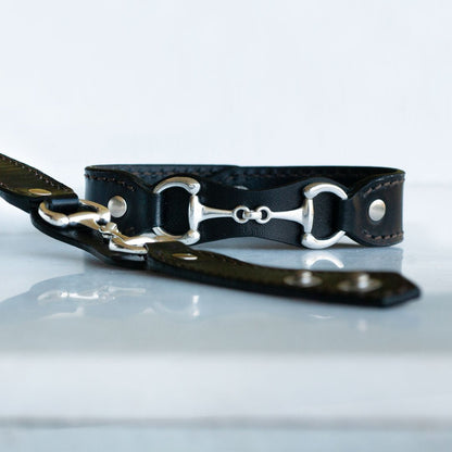 Bronson - Equestrian Leather Horse Bit Bracelet in Silver