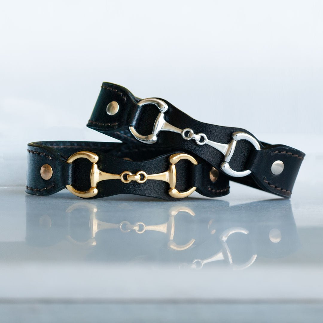 Bronson - Equestrian Leather Horse Bit Bracelet in Silver
