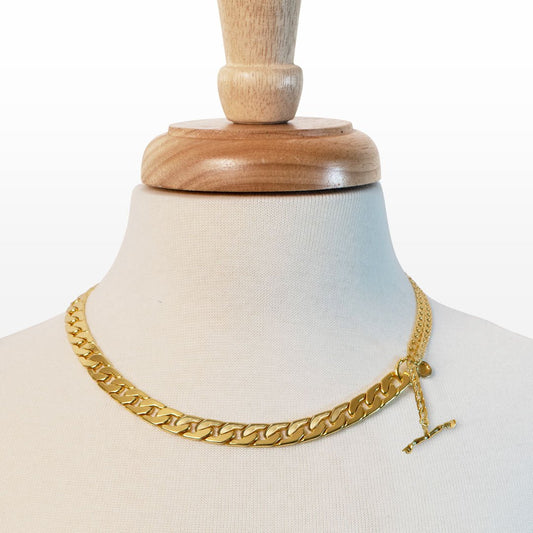 Cadence - Convertible Equestrian Curb Chain T-Bar Necklace in Gold