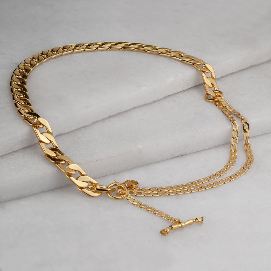 Cadence Equestrian Bracelet - Wide Gold Curb Chain Cuff