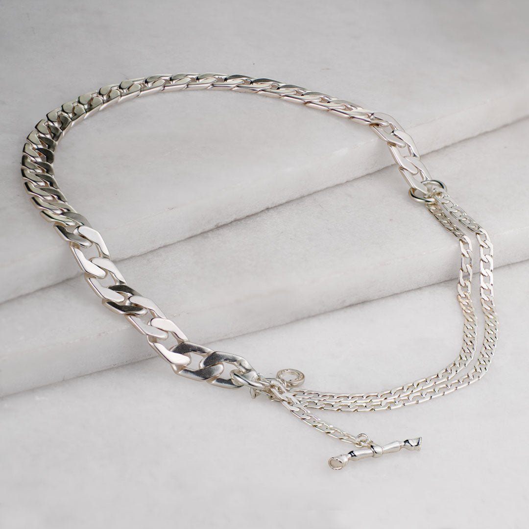 Cadence Equestrian Bracelet  - Wide Silver Curb Chain Cuff