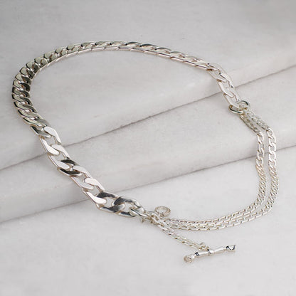 Cadence Equestrian Bracelet  - Wide Silver Curb Chain Cuff