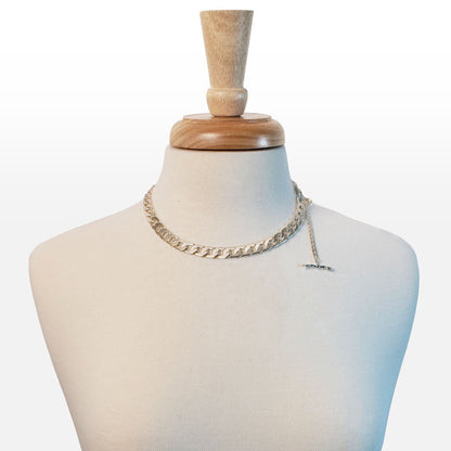 Cadence Equestrian Bracelet  - Wide Silver Curb Chain Cuff
