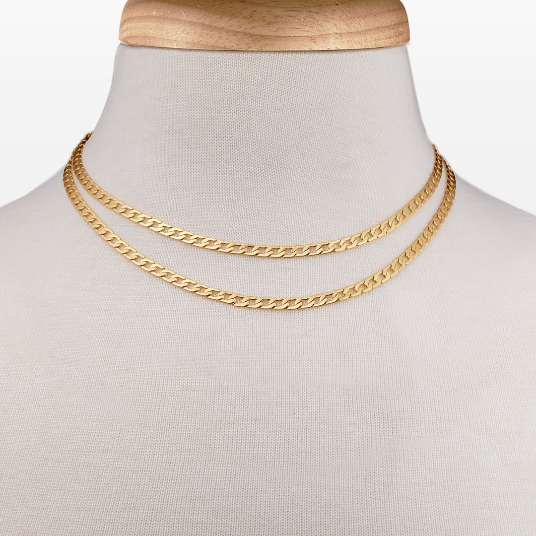 Cadence - Equestrian Curb Chain T-Bar Necklace in Gold