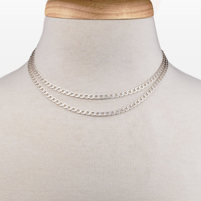 Cadence - Equestrian Curb Chain T-Bar Necklace in Silver