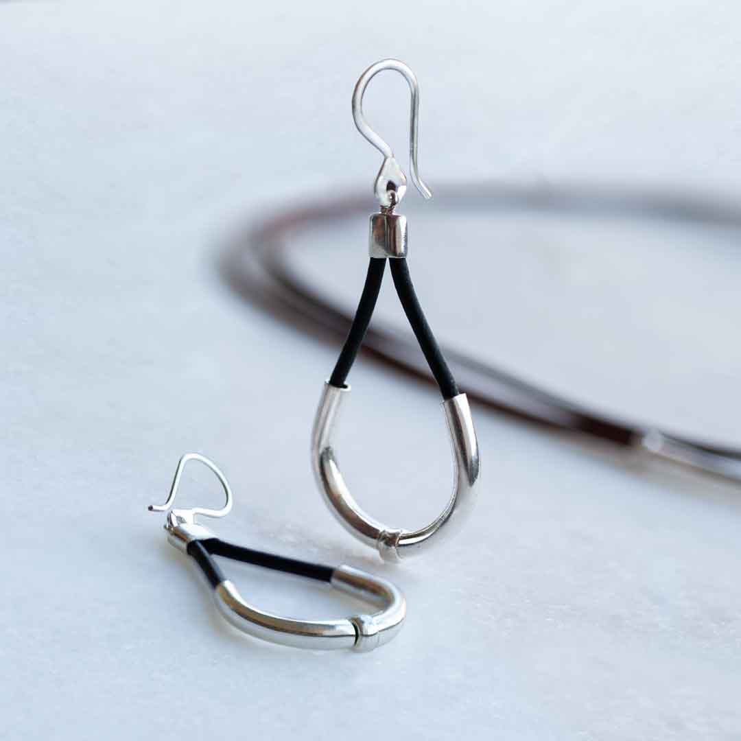 Calista - Equestrian Horseshoe Necklace on Black Leather