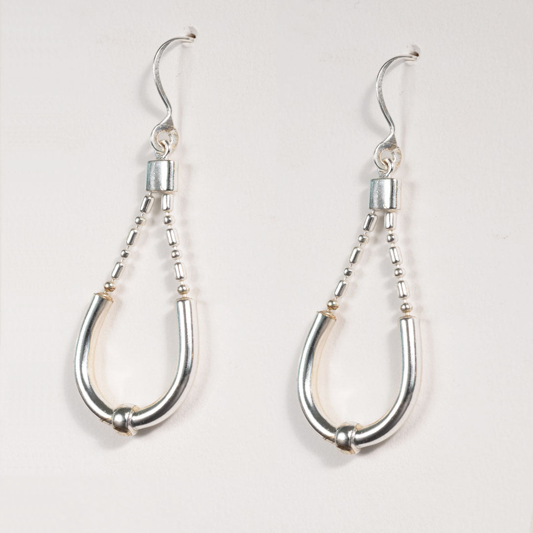 Calista - Sterling Silver Bosal Horseshoe Earring on Beaded Chain