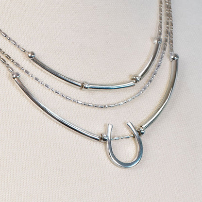 Calista - Sterling Silver Bosal Horseshoe Earring on Beaded Chain