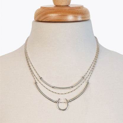 Calista - Sterling Silver Bosal Horseshoe Earring on Beaded Chain