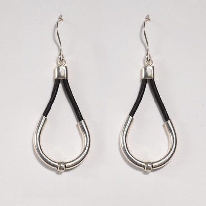 Calista - Sterling Silver Bosal Horseshoe Earring on Black Leather