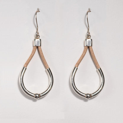 Calista - Sterling Silver Bosal Horseshoe Earring on Natural Leather