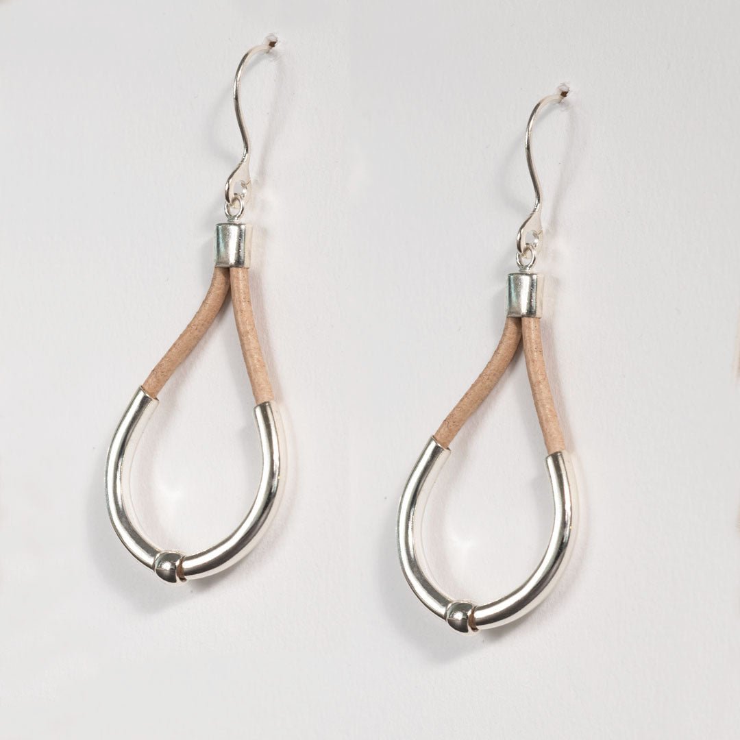 Calista - Sterling Silver Bosal Horseshoe Earring on Natural Leather