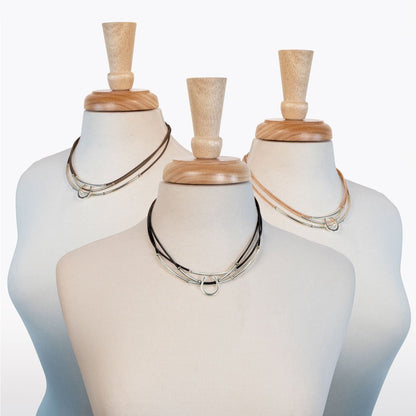 Calista - Equestrian Horseshoe Necklace on Black Leather