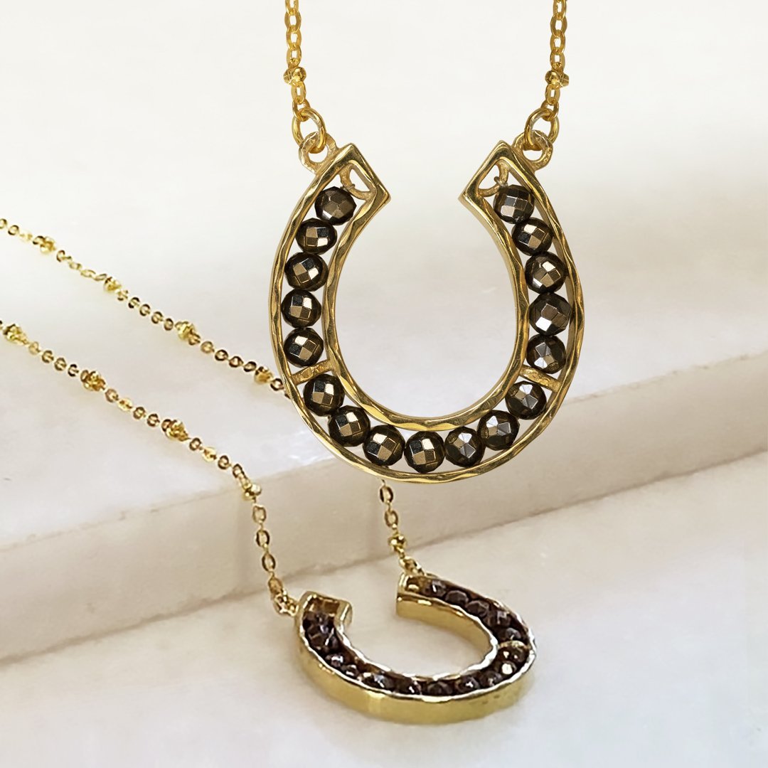 Capriole - Pyrite Equestrian Horseshoe Necklace in Gold