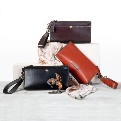 Caravel Wristlet Clutch - Luxury Leather Handbag in Deep Brown