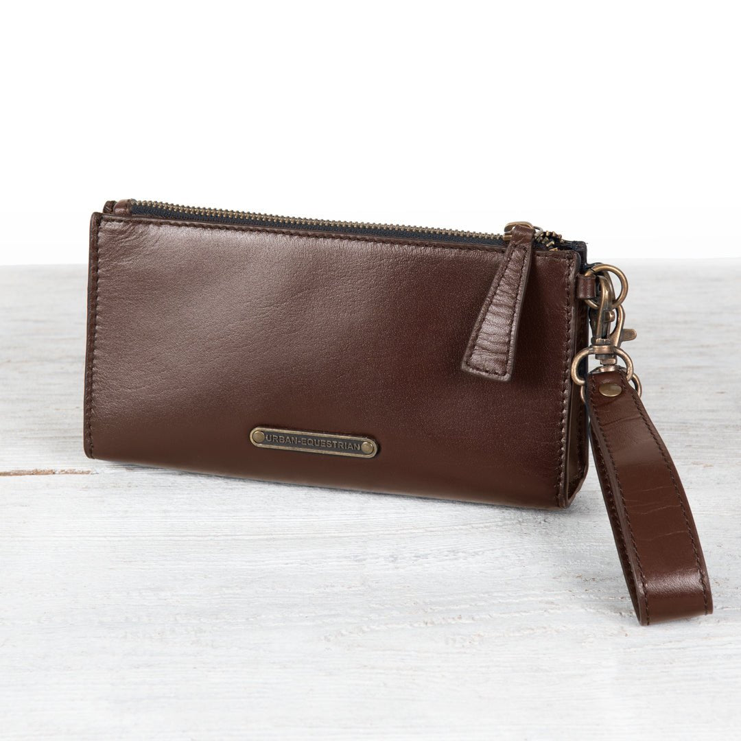 Caravel Wristlet Clutch - Luxury Leather Handbag in Deep Brown