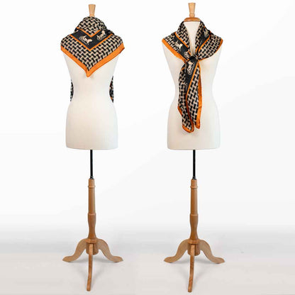 Carriage - Stylized Equestrian Scarf in Tangerine and Black