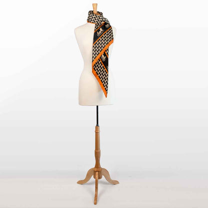 Carriage - Stylized Equestrian Scarf in Tangerine and Black