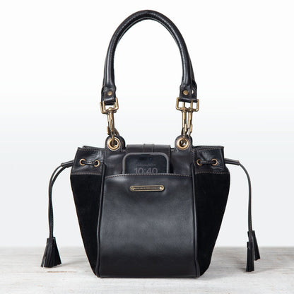 Cassidy - Luxury Leather Bucket Handbag in Black