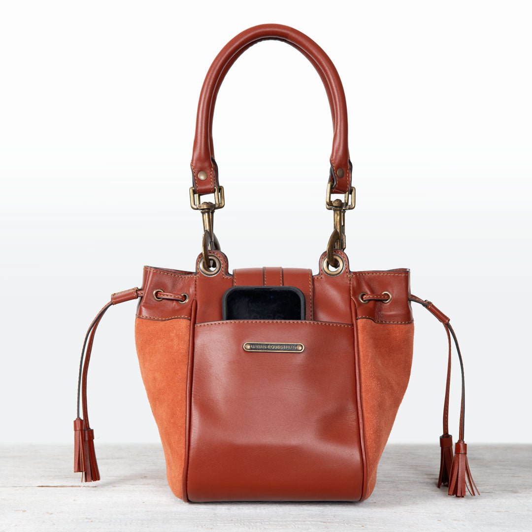 Cassidy - Luxury Leather Bucket Handbag in Cognac
