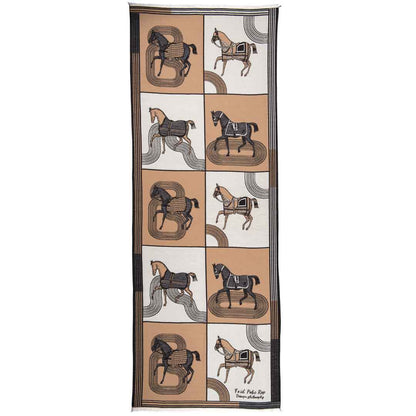Cavallo -  Caramel Equestrian Motif Luxe Shawl
